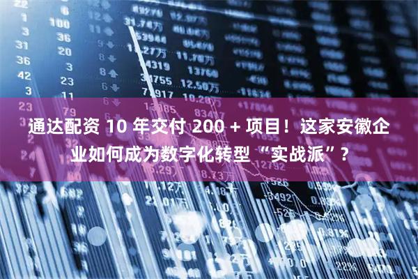 通达配资 10 年交付 200 + 项目!这家安徽企业如何成为数字化转型 “实战派”?